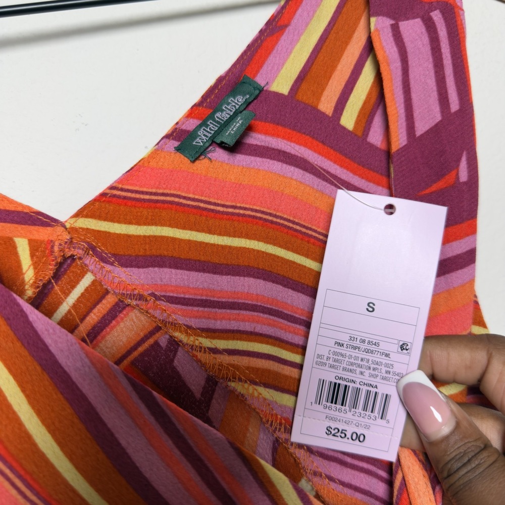 NEW Wild Fable Women Babydoll Slip Dress Mini 70s Groovy Small Multicolor Summer - Picture 4 of 8